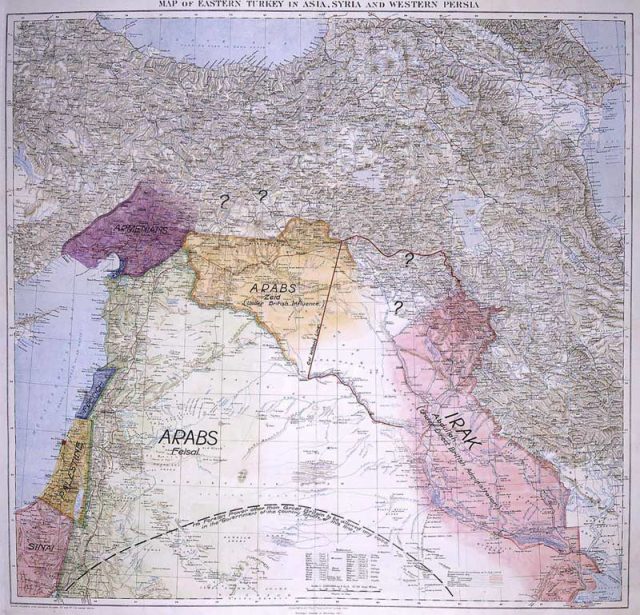 Map presented by Lawrence to the Eastern Committee of the War Cabinet in November 1918