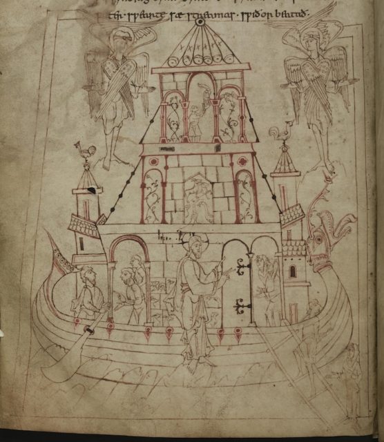 Illustration of Noah’s Arc in the Junius Manuscript.
