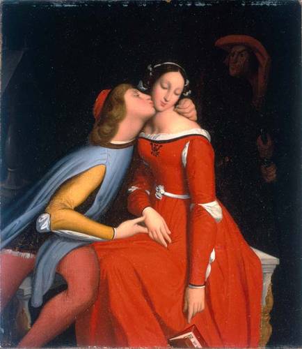 Paolo and Francesca, whom Dante’s Inferno describes as damned for fornication. (Jean-Auguste-Dominique Ingres, 1819)