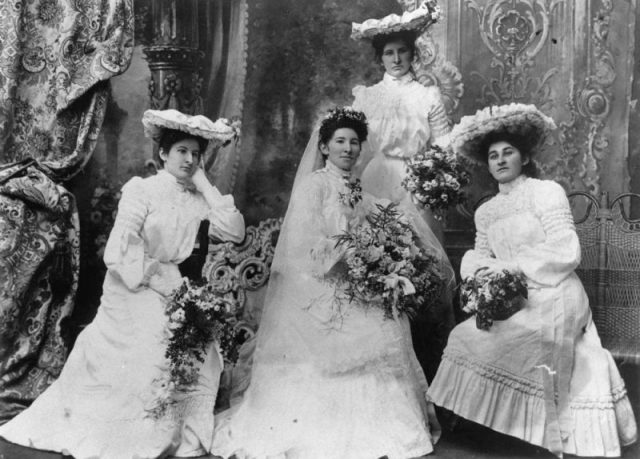 Bride and bridesmaids 1910