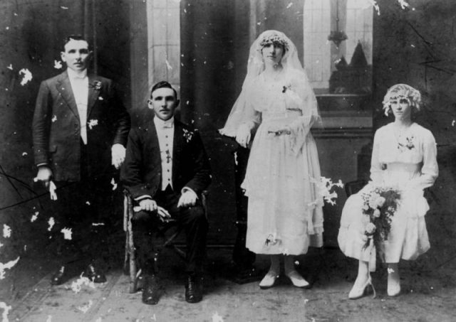 Pat Mullins and Jean A. Gregory, married April 5, 1918 at West End Church, Ingham Road, Townsville.