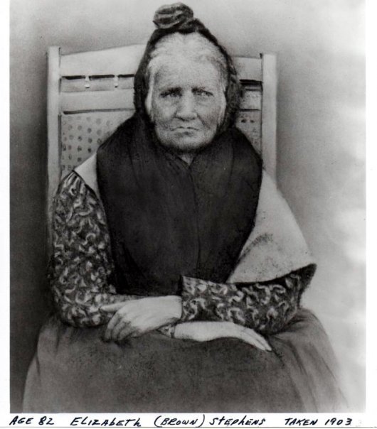 Elizabeth “Betsy” Brown Stephens (1903), a Cherokee Indian who walked the Trail of Tears in 1838