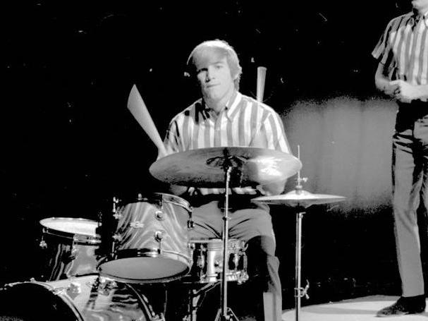Dennis Wilson performing on drums, 1964