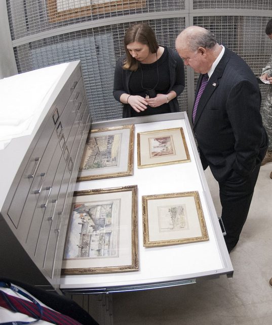 Watercolors owned by one of Hitler’s photographers Heinrich Hoffmann stored at the Army Center of Military History. The paintings were cited in Price v. United States.
