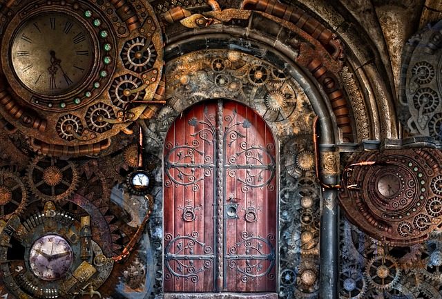 Pipes Steampunk Time Travel Gears Brass Door