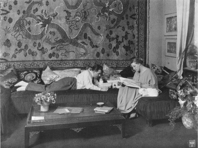 Fritz Lang and Thea von Harbou in their Berlin flat, 1923 or 1924