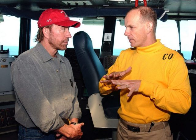 Norris during a meeting with Commanding Officer Captain J.R Haley, in June 2005