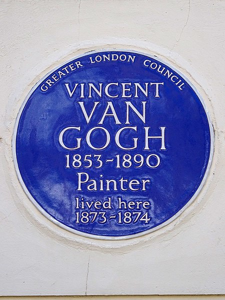Commemorative Blue Plaque erected in 1973 by Greater London Council at 87 Hackford Road, South Lambeth, London SW9 0RE, London Borough of Lambeth. Photo by Spudgun67 CC BY SA 4.0