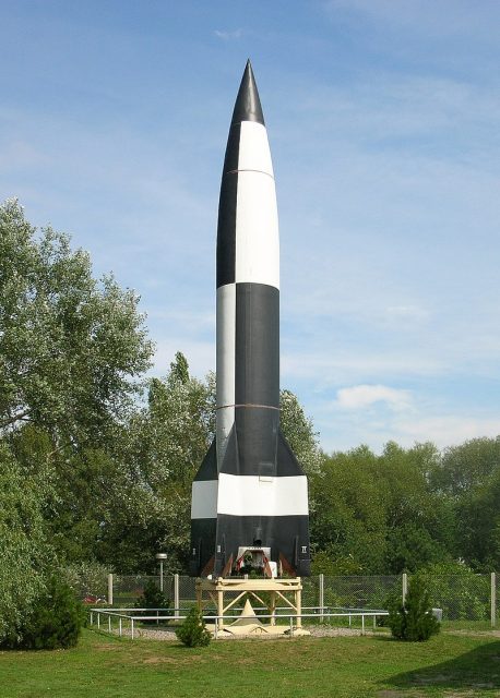 V2-Rocket in the Peenemünde Museum. Photo by AElfwine CC BY-SA 3.0