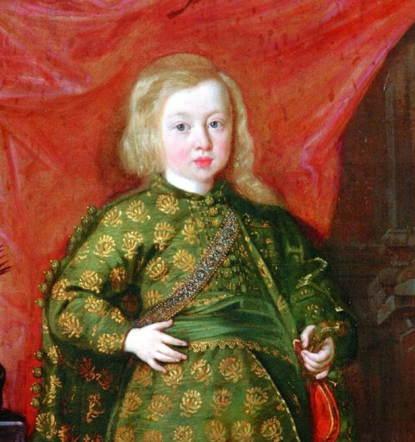 Detail of a portrait of Crown Prince of Poland Sigismund Casimir Vasa (c. 1644), with characteristic blond hair which darkened with time as confirmed by his later effigies.