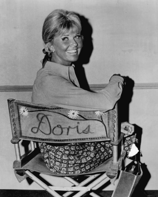 Photo of Doris Day on the set of her television program The Doris Day Show.