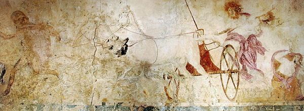 Hades abducting Persephone, fresco in the small royal tomb at Vergina, Macedonia, Greece, c. 340 BC