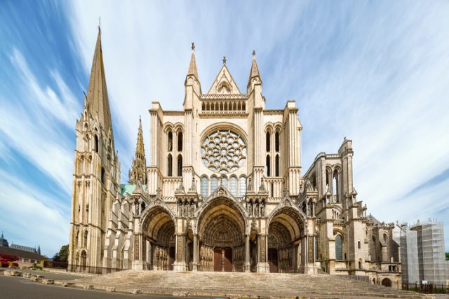 Chartres, France – May 22, 2017: View South side of Cathedral of Our Lady of Chartres