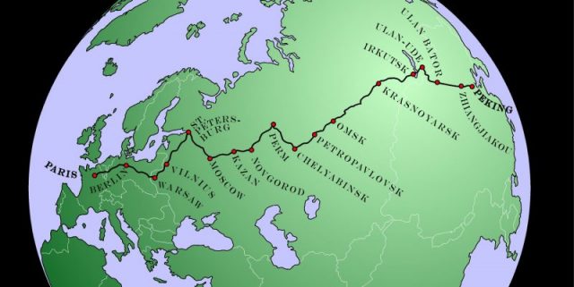 Map of the route of the 1907 Peking to Paris race. Photo by Mannen som ville plyndre byen CC BY-SA 4.0