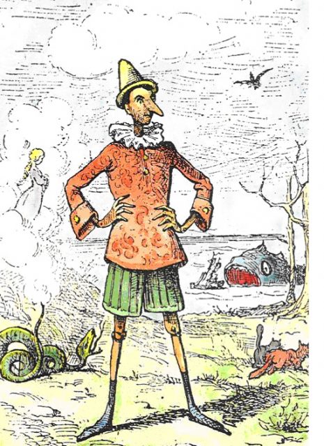 Pinocchio by Enrico Mazzanti (1852-1910) – the first illustrator (1883) of Le avventure di Pinocchio. Storia di un burattino, colored by Daniel DONNA