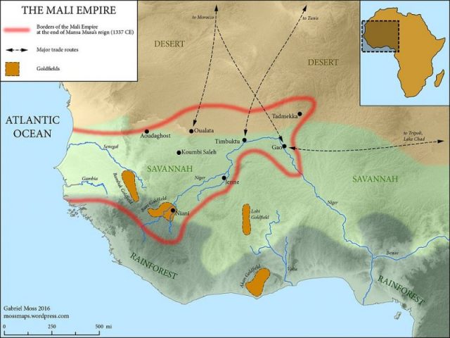 The Medieval Mali Empire at the end of Mansa Musa’s reign (1337 CE) Gabriel Moss CC BY-SA 4.0