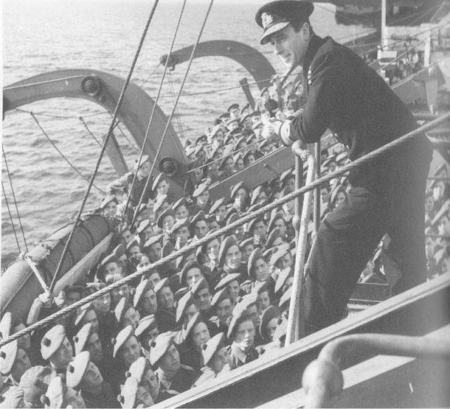 Lord Louis Mountbatten addresses men from No. 6 Commando before the Adour estuary raid, April 1942