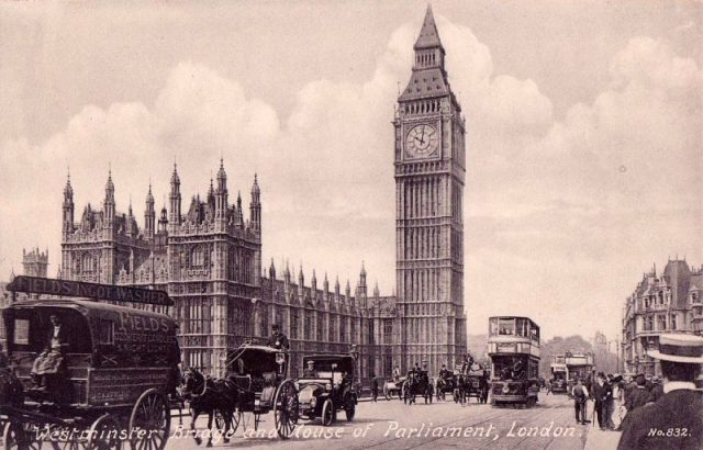 Westminster Bridge and Houses of Parliament, circa 1910