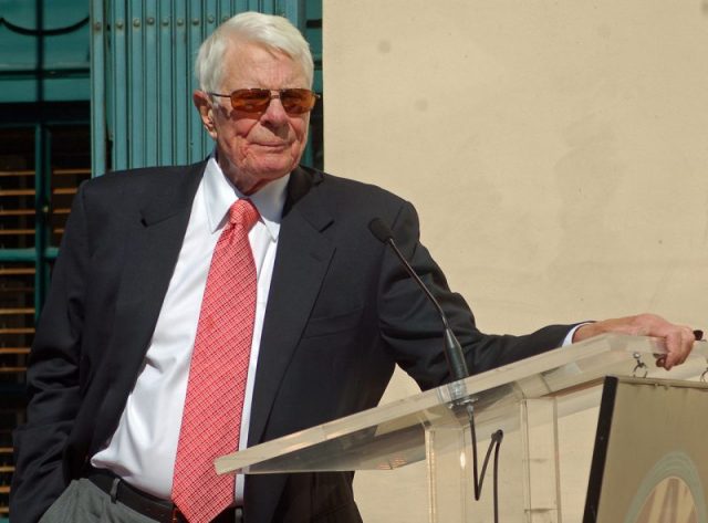 Peter Graves attending a ceremony to receive a star on the Hollywood Walk of Fame. Photo by Angela George CC BY-SA 3.0