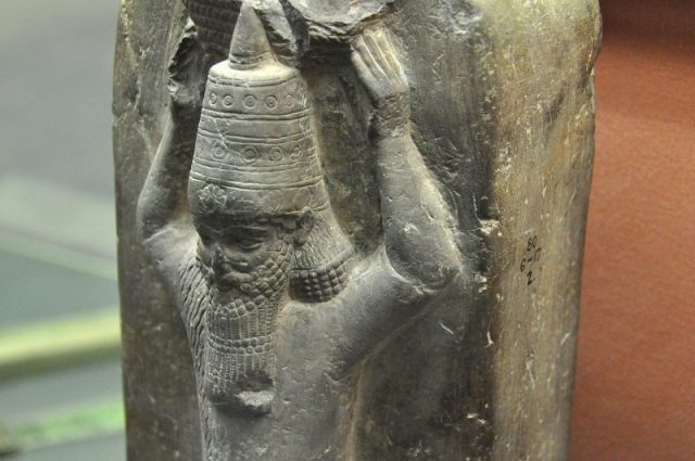 Detail of a stone monument of Ashurbanipal as a basket-bearer. 668-655 BC. From the temple of Nabu at Borsippa, Iraq, currently housed in the British Museum Photo by Osama Shukir Muhammed Amin FRCP(Glasg) CC BY-SA 4.0