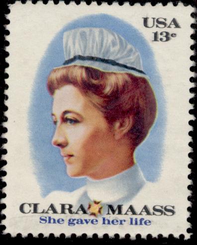 A 13¢ US postage stamp in Maass’ honor. The caption reads ‘She gave her life’
