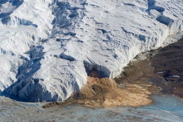 Blood Falls in the McMurdo Dry Valleys in Antarctica, as seen on November 11, 2016