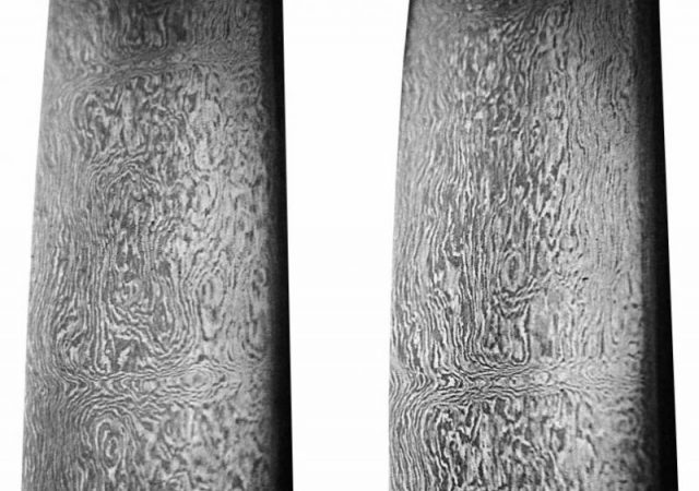 Close-up of a 13th century Persian-forged Damascus steel sword