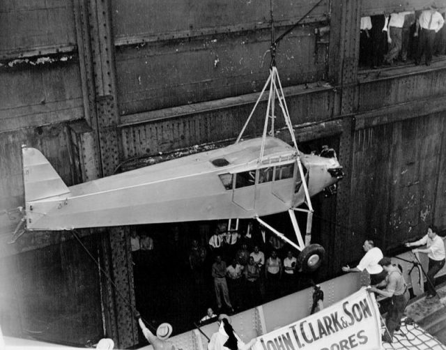 Corrigan’s plane arriving in New York via ship