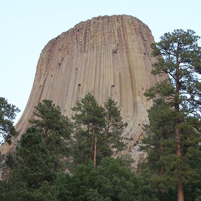 Devils Tower National Monument at sunset in Wyoming, United States