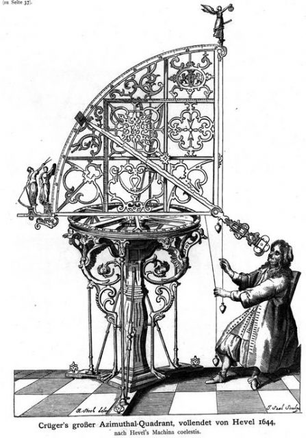 Peter Crüger’s azimuthal quadrant, completed by Hevelius