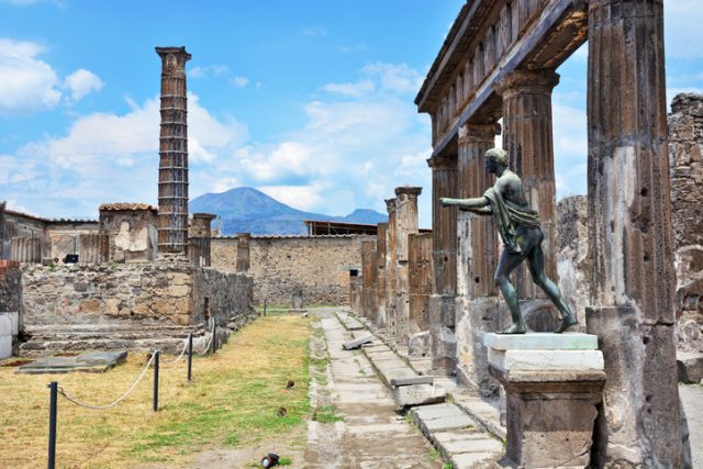 Ruins of Apollo Temple in Pompeii, Naples, Italy