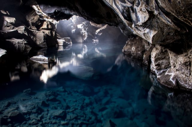 Grjótagjá Cave near Reykjahlid, Lake Myvatn Region, Iceland