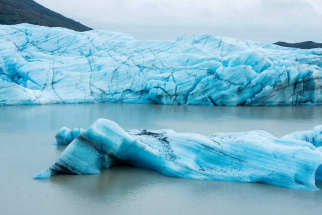 Svínafellsjökull Glacier Lagoon on an overcast day