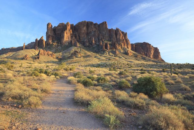 Evening view of Superstition Mountains near Phoenix, Arizona