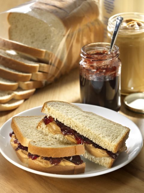 Classic peanut butter and jelly sandwich