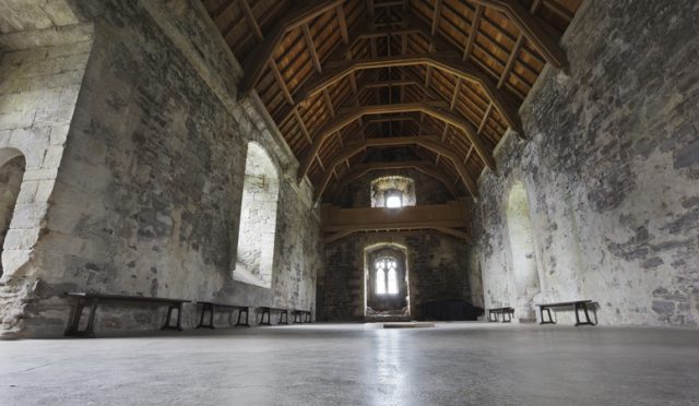 The Great Hall in Doune Castle near Stirling, Scotland. The Camelot song and dance routine was filmed here.