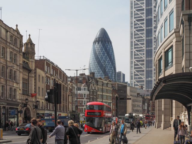 Shoreditch High Street in the Liverpool Street Station area of London