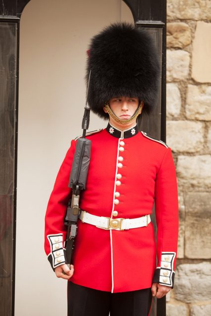 Queens Guard on duty at the Tower of London, England