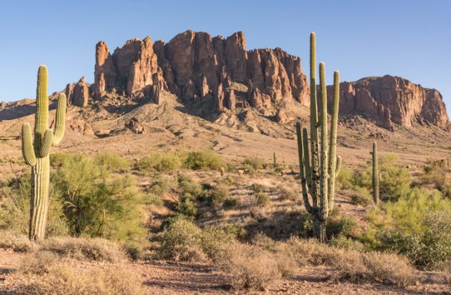 Superstition Mountains in Lost Dutchman State Park outside of Phoenix, Arizona