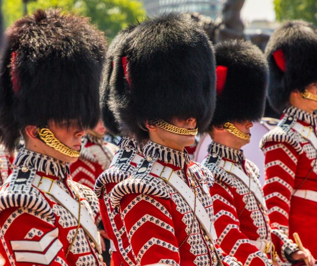 London – June 9, 2018: A view of some of the drummers during the Queens birthday celebrations of Trooping the Colour