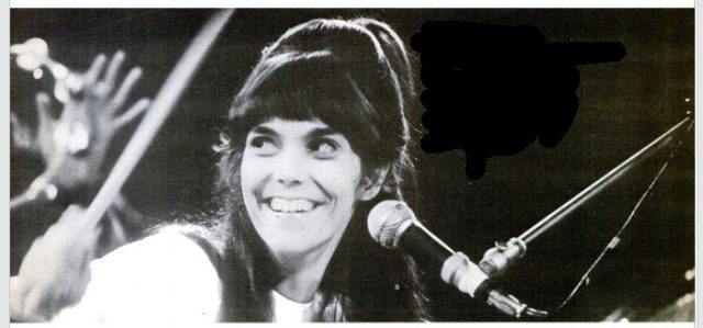 Karen Carpenter drumming on stage, early 1970s