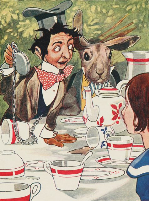Color plate from the 1907 edition of ‘Alice’s Adventures in Wonderland’: Chapter 7 – A Mad Tea Party