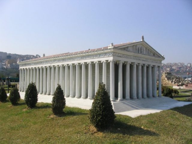 A modern recreation of the Temple of Artemis, at Miniatürk Park in Istanbul, Turkey