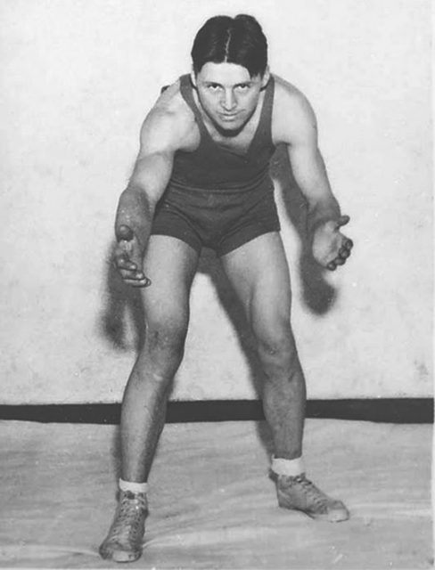 Norman Borlaug wrestling at the University of Minnesota