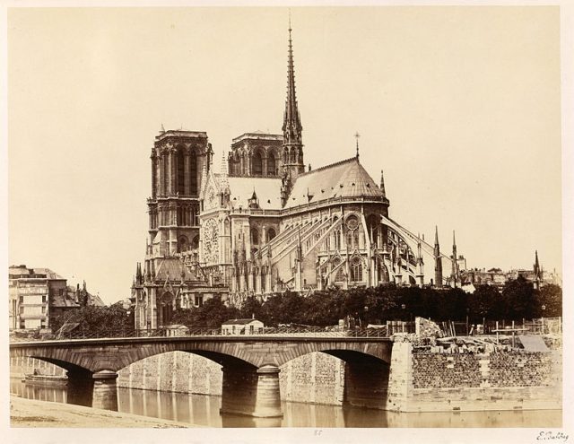 The east facade of Cathédrale Notre-Dame de Paris by photographer Edouard Baldus, 1860s