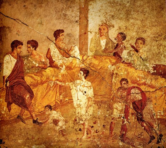 Pompeii family feast painting, Naples
