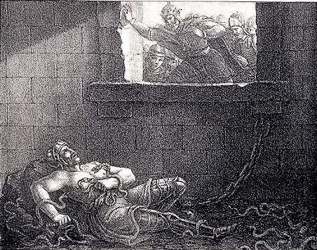 A modern artist’s interpretation of the reputed execution of Ragnar Lodbrok