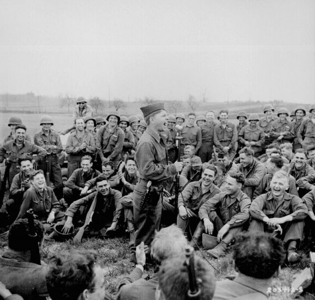 Rooney entertains American troops in Germany, April 1945