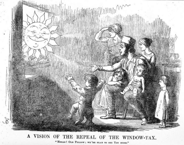 A Vision of the Repeal of the Window Tax. ‘Hollo! Old Fellow, we’re glad to see you here’. Photo by Wellcome Images CC BY 4.0