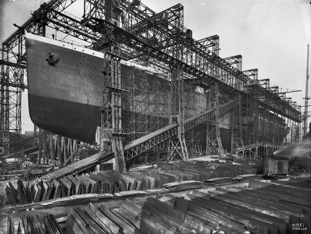 Britannic under construction at Harland & Wolff, Belfast, 1914